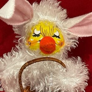 Annalee White and Yellow Holiday Bunny Decor 6 inch-Duck fuzzy